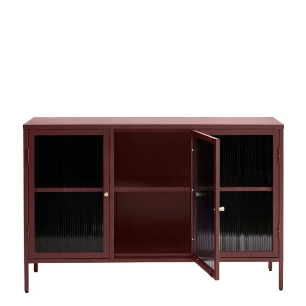Kommode Aus Stahl In Rot Mit Glas – Idello 5
