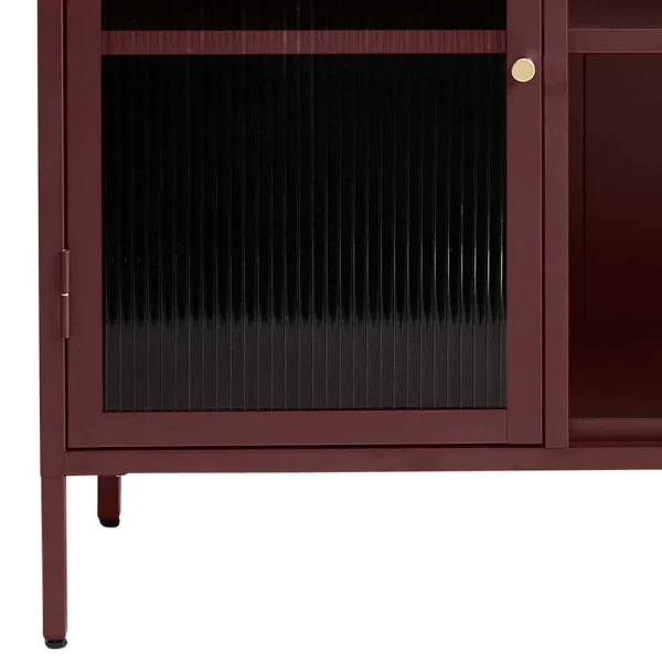 Kommode Aus Stahl In Rot Mit Glas – Idello 6