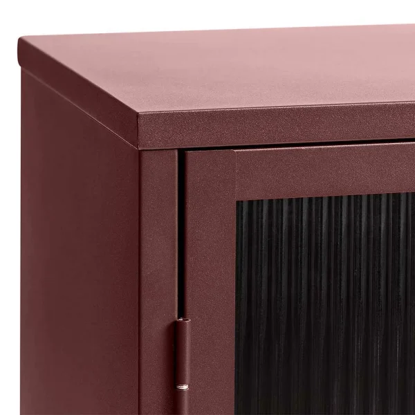 Kommode Aus Stahl In Rot Mit Glas – Idello 7