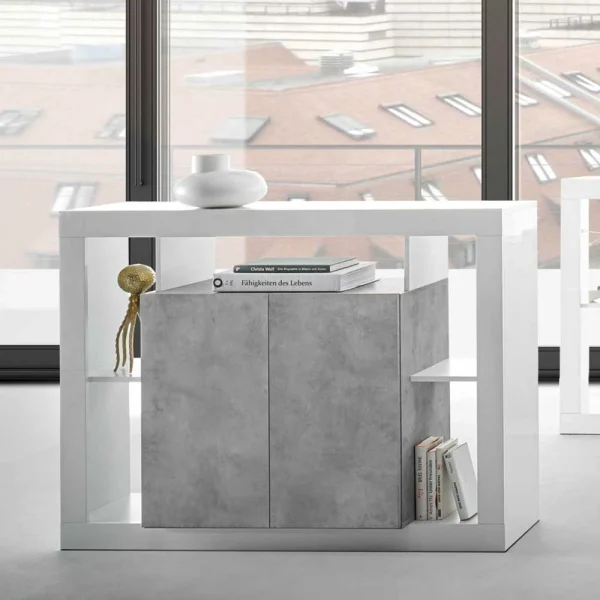 Kommode In Beton Dekor & Weiß Hochglanz – Harrisons 5