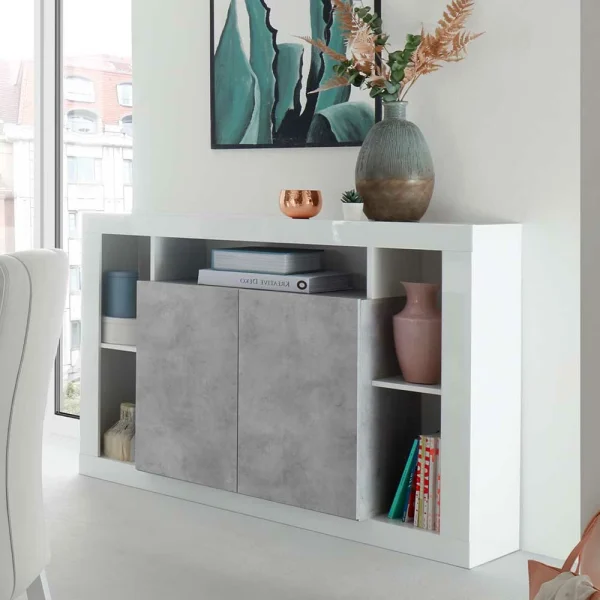 Kommode In Beton Dekor & Weiß Hochglanz – Harrisons 7