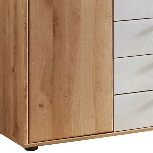 Kommode In Eiche Bianco & Weiß Glas – Colin 4