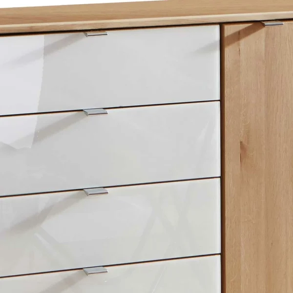 Kommode In Eiche Bianco & Weiß Glas – Colin 5