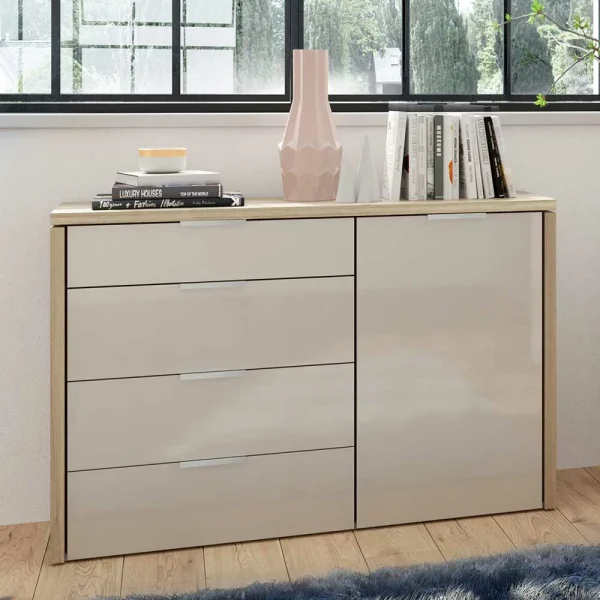 Kommode In Taupe & Eiche Dekor – Avrila 3