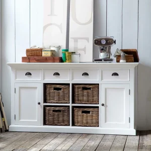 Landhaus Sideboard In Weiß Venzeno Mit 4 Körben 10