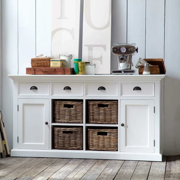 Landhaus Sideboard In Weiß Venzeno Mit 4 Körben 3