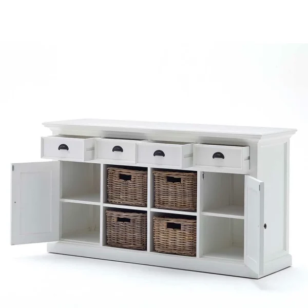 Landhaus Sideboard In Weiß Venzeno Mit 4 Körben 7