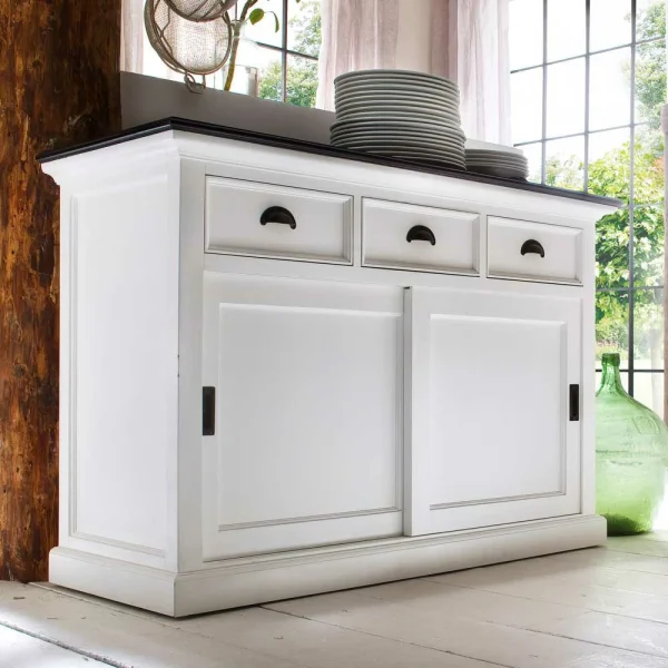 Landhaus Sideboard In Weiß Provona Mit Schiebetüren 3