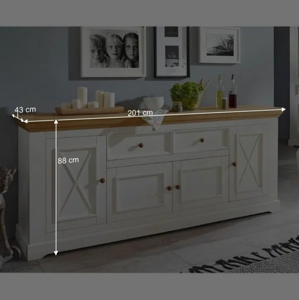 Landhaus Sideboard Elvelina Mit 201 Cm Breite 7