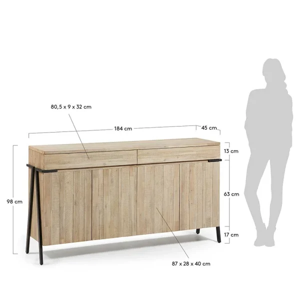 Loft Design Anrichte Delamoto Akazie Und Stahl 7