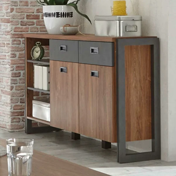 Loft Design Sideboard Im Eiche Dunkel Dekor Und Schwarz – Rompira 3