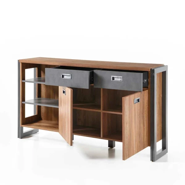 Loft Design Sideboard Im Eiche Dunkel Dekor Und Schwarz – Rompira 7