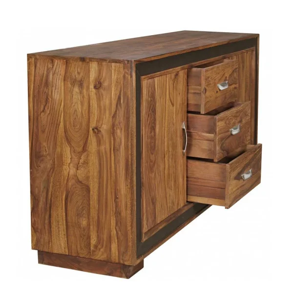 Massivholz Sideboard Licetto Mit Kunstleder 4