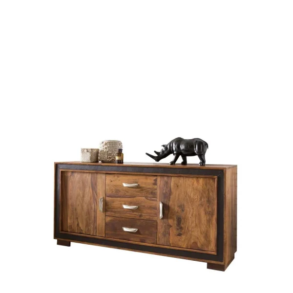 Massivholz Sideboard Licetto Mit Kunstleder 1
