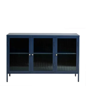 Metall Kommode In Blau Mit Glas – Tuva 10