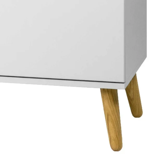 Mid Century Sideboard In Weiß & Eiche Vudian Ohne Griffe 5