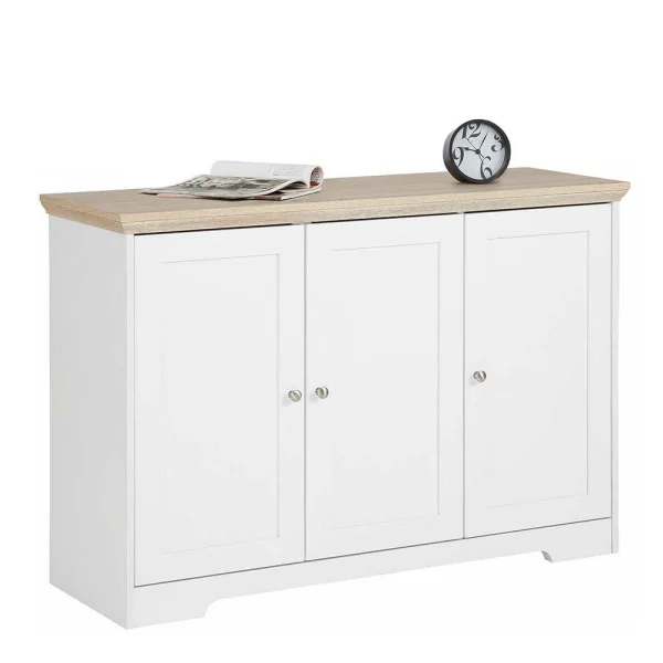 Modern Country Türen-Kommode In Weiß & Eiche – Akedra 3