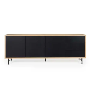 Moderne Anrichte In Schwarz & Eichefarben Chicron Ohne Griffe 9