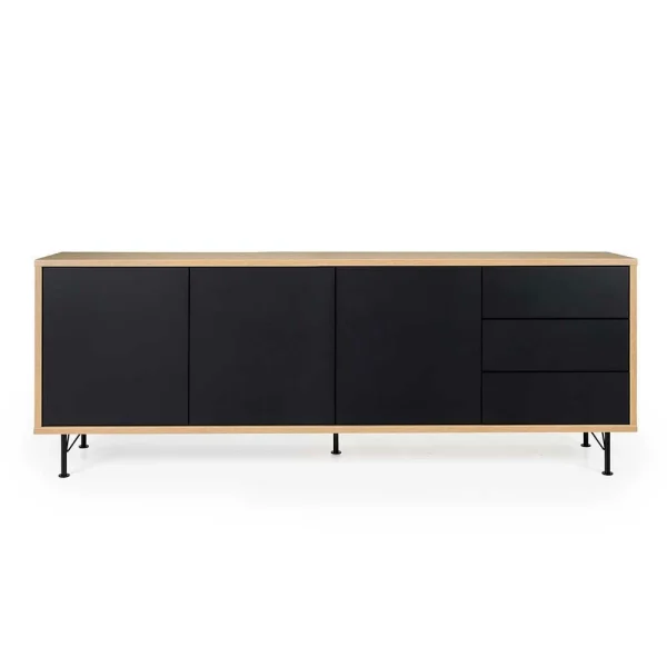 Moderne Anrichte In Schwarz & Eichefarben Chicron Ohne Griffe 3