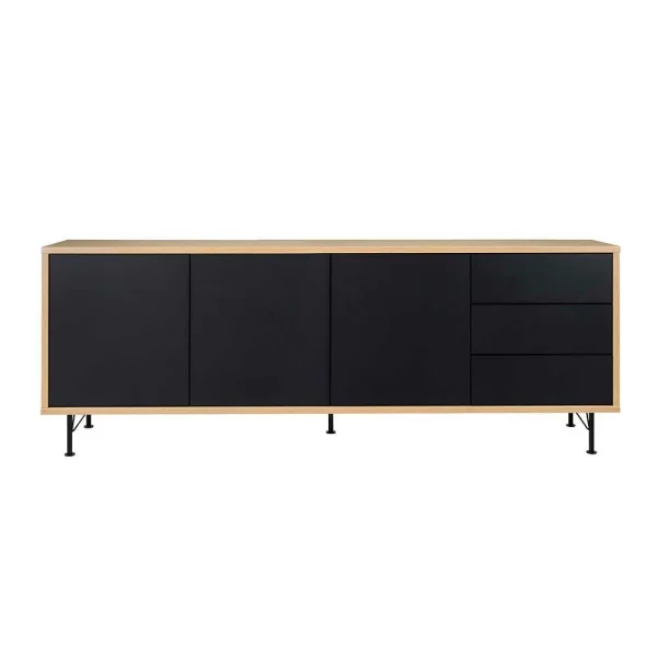 Moderne Anrichte In Schwarz & Eichefarben Chicron Ohne Griffe 1