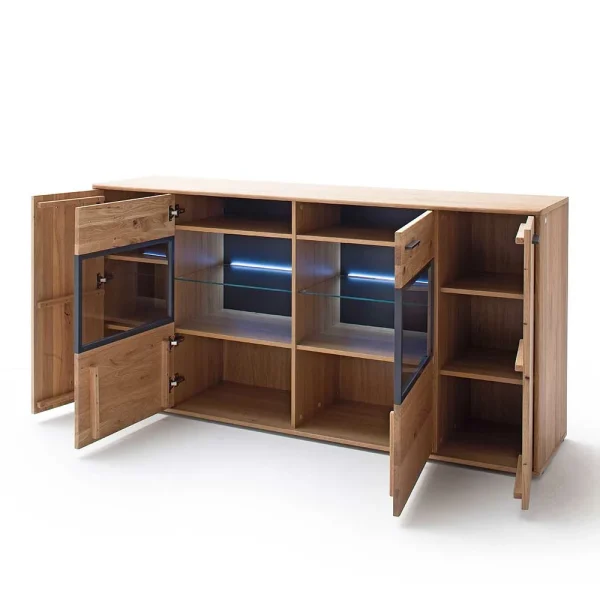 Modernes Eiche Sideboard Mit Glaseinsätzen – Assela 4