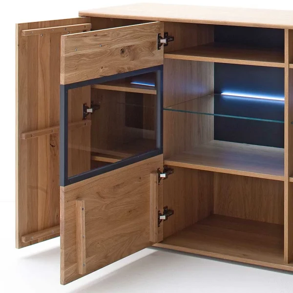 Modernes Eiche Sideboard Mit Glaseinsätzen – Assela 5