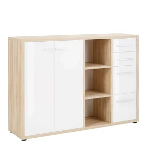 Niedriger Aktenordnerschrank In Weiß & Eiche – Xedno 10