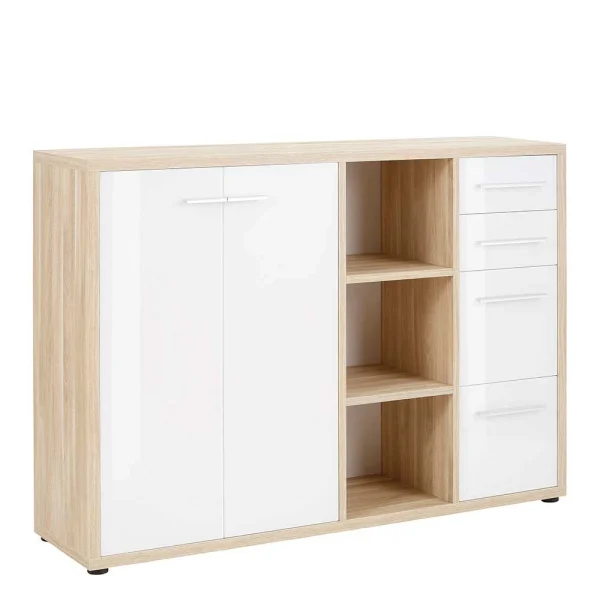 Niedriger Aktenordnerschrank In Weiß & Eiche – Xedno 3