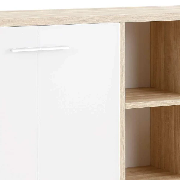Niedriger Aktenordnerschrank In Weiß & Eiche – Xedno 5