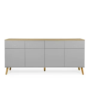 Push-2-Open Sideboard In Grau & Eichefarben Revanio 192cm Breit 10