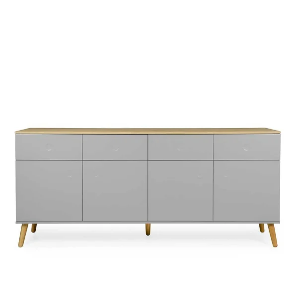 Push-2-Open Sideboard In Grau & Eichefarben Revanio 192cm Breit 3