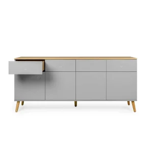 Push-2-Open Sideboard In Grau & Eichefarben Revanio 192cm Breit 12
