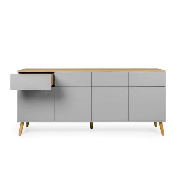 Push-2-Open Sideboard In Grau & Eichefarben Revanio 192cm Breit 4