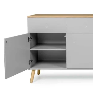 Push-2-Open Sideboard In Grau & Eichefarben Revanio 192cm Breit 18