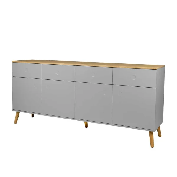 Push-2-Open Sideboard In Grau & Eichefarben Revanio 192cm Breit 1