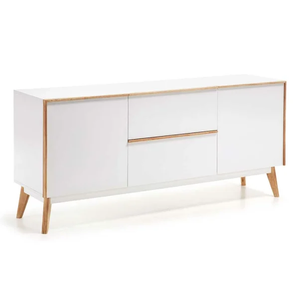 Retro Sideboard Belice In Weiß Und Eiche Massiv 1
