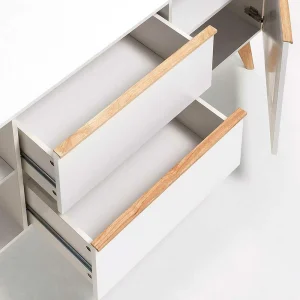 Retro Sideboard Belice In Weiß Und Eiche Massiv 11