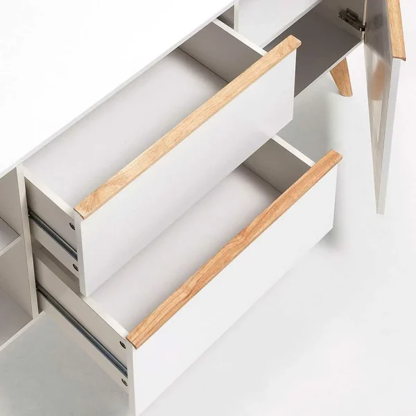 Retro Sideboard Belice In Weiß Und Eiche Massiv 4