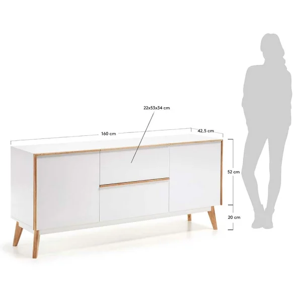Retro Sideboard Belice In Weiß Und Eiche Massiv 6