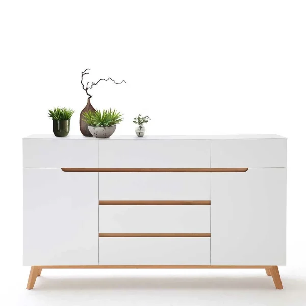 Retro Style Sideboard In Weiß & Eiche Aiola 169cm Breit 4