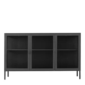 Schwarzes Sideboard Mit Drei Glastüren – Frumus 6