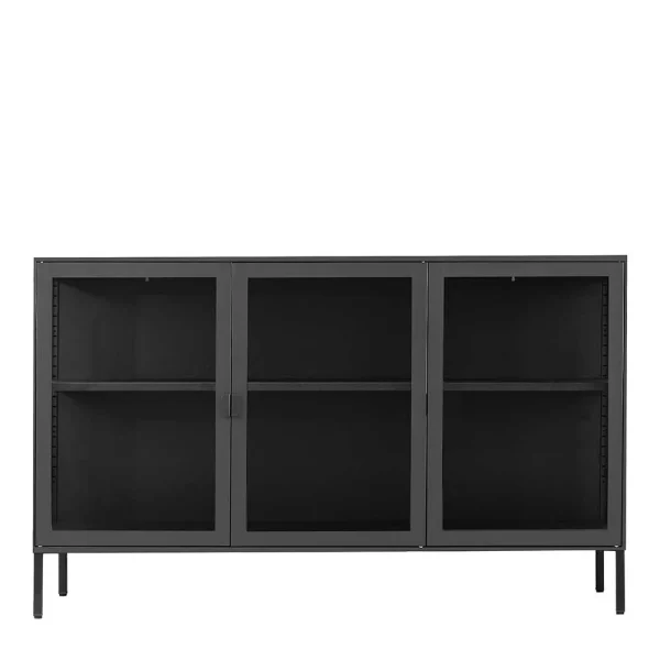 Schwarzes Sideboard Mit Drei Glastüren – Frumus 3