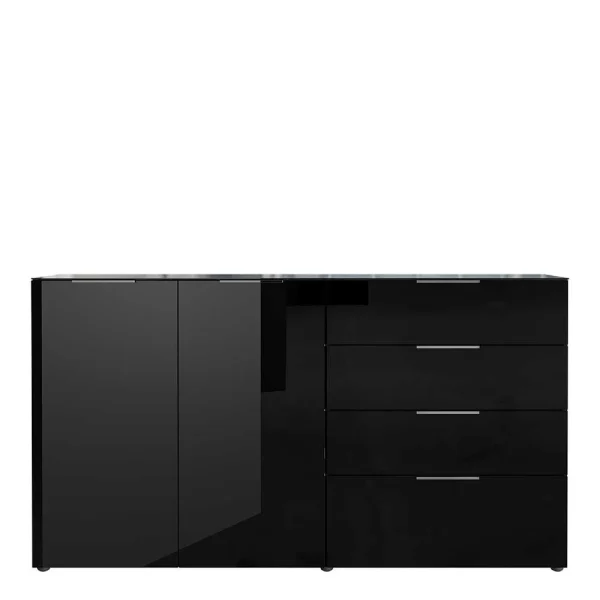 Schwarzes Sideboard Mit Glas-Beschichtung – Abid 3