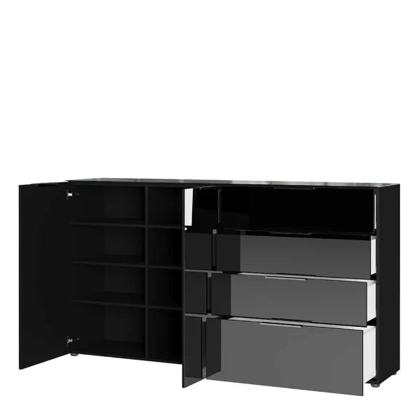Schwarzes Sideboard Mit Glas-Beschichtung – Abid 4