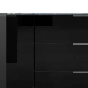 Schwarzes Sideboard Mit Glas-Beschichtung – Abid 14