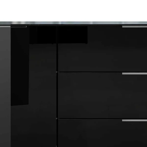 Schwarzes Sideboard Mit Glas-Beschichtung – Abid 5