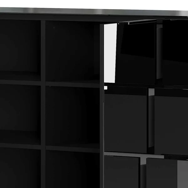 Schwarzes Sideboard Mit Glas-Beschichtung – Abid 7