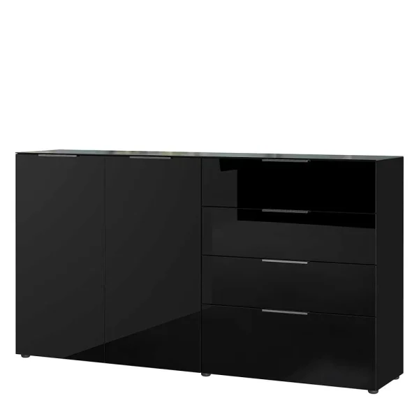 Schwarzes Sideboard Mit Glas-Beschichtung – Abid 1
