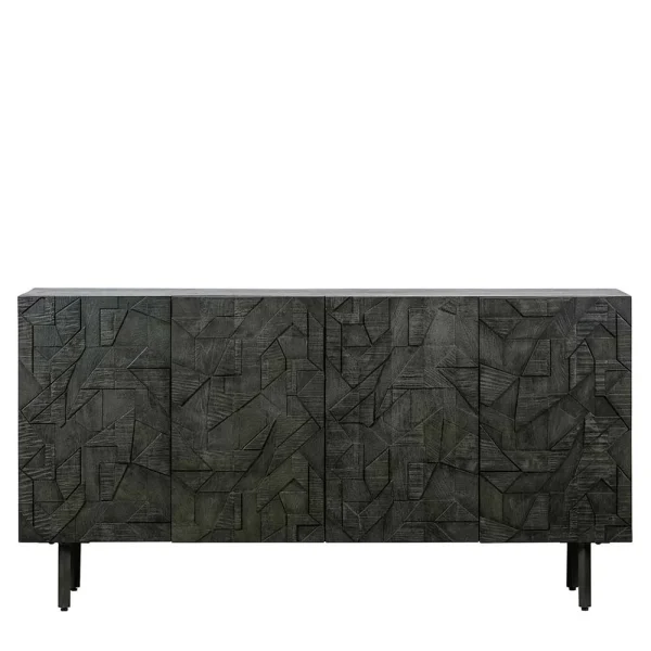 Schwarzes Sideboard Mit Schnitzereien Front – Eiken 3