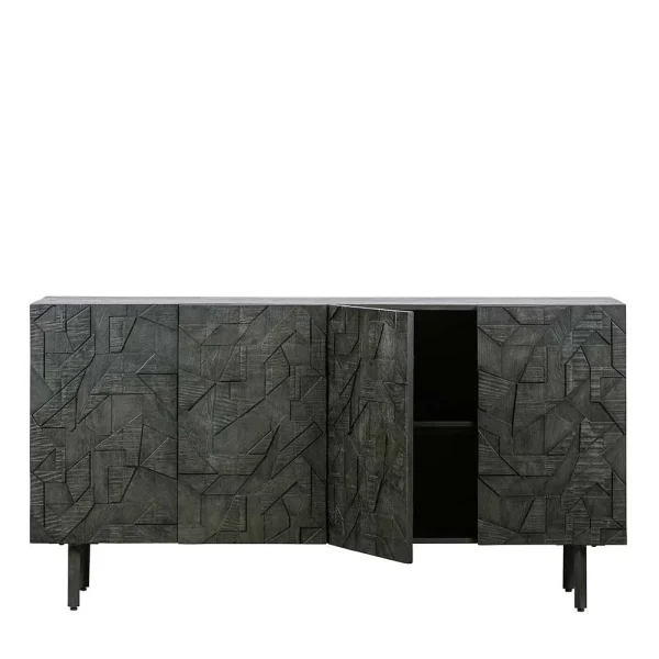 Schwarzes Sideboard Mit Schnitzereien Front – Eiken 4